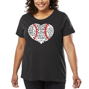Women's Plus Size Word Art T-shirt - Baseball Mom