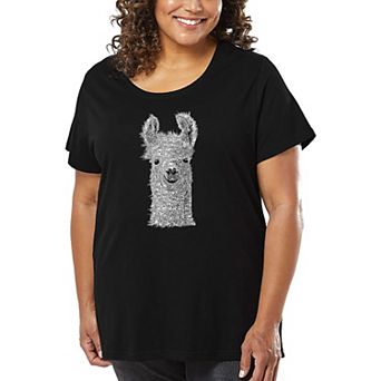 Women's Plus Size Word Art T-shirt - Llama