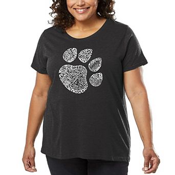Women's Plus Size Word Art T-shirt - Cat Paw
