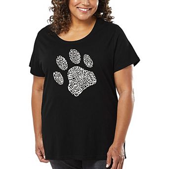 Women's Plus Size Word Art T-shirt - Dog Paw