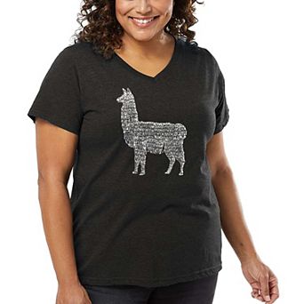Women's Plus Size Word Art V-Neck - Llama Mama