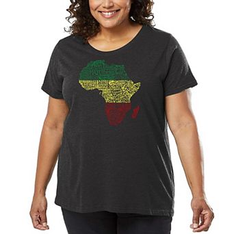Women's Plus Size Word Art T-shirt - Countries in Africa
