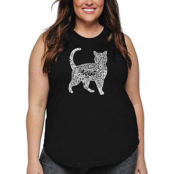 Women's Plus Size Word Art Tank Top - Cat