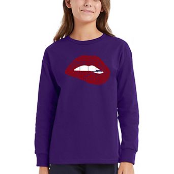 Brooklyn Lips - Girl's Word Art Long Sleeve T-Shirt