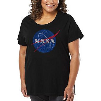 Women's Plus Size Word Art T-shirt - NASA's Most Notable Missions