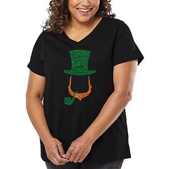 Women's Plus Size Word Art V-Neck - Leprechaun