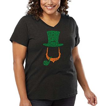 Women's Plus Size Word Art V-Neck - Leprechaun