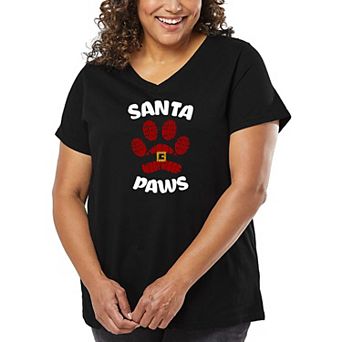Santa Paws - Women's Plus Size Word Art V-Neck
