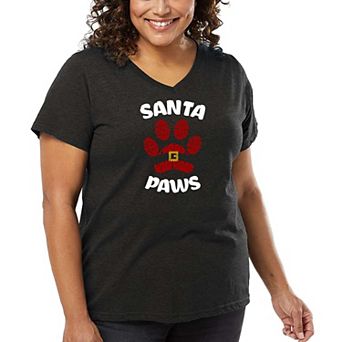Santa Paws - Women's Plus Size Word Art V-Neck