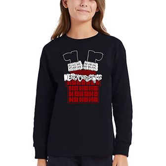 Chimney Santa - Girl's Word Art Long Sleeve T-Shirt
