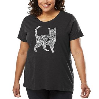 Women's Plus Size Word Art T-shirt - Cat