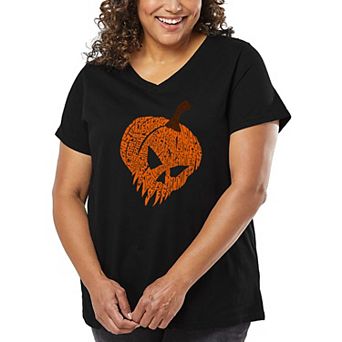Evil Pumpkin - Women's Plus Size Word Art V-Neck