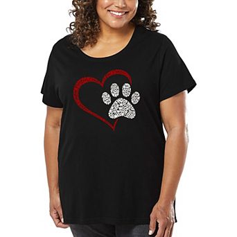 Paw Heart - Women's Plus Size Word Art T-Shirt