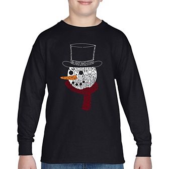 Snowman Face - Boy's Word Art Long Sleeve T-Shirt