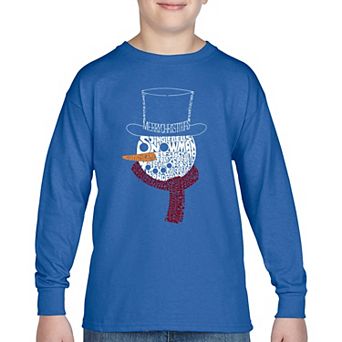Snowman Face - Boy's Word Art Long Sleeve T-Shirt