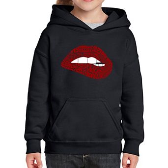 Brooklyn Lips - Girl's Word Art Hooded Sweatshirt