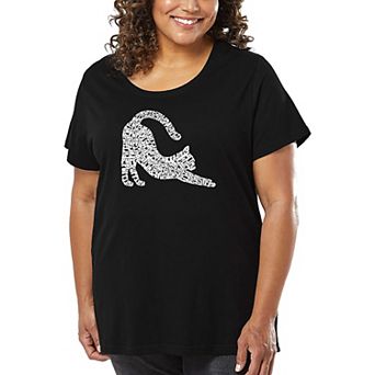 Stretching Cat - Women's Plus Size Word Art T-Shirt