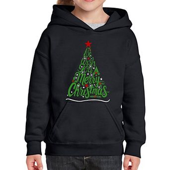 We Wish You A Merry Christmas - Girl's Word Art Hooded Sweatshirt