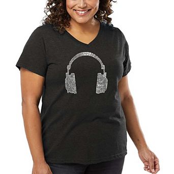 Women's Plus Size Word Art V-Neck - 63 DIFFERENT GENRES OF MUSIC