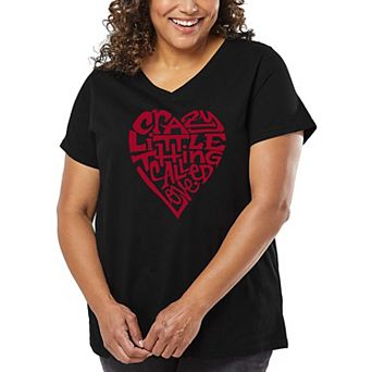 Women's Plus Size Word Art V-Neck - Crazy Little Thing Called Love