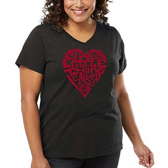 Women's Plus Size Word Art V-Neck - Crazy Little Thing Called Love