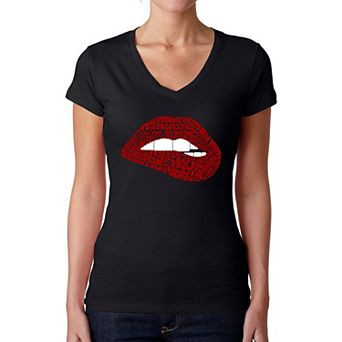 Brooklyn Lips - Women's Word Art V-Neck T-Shirt