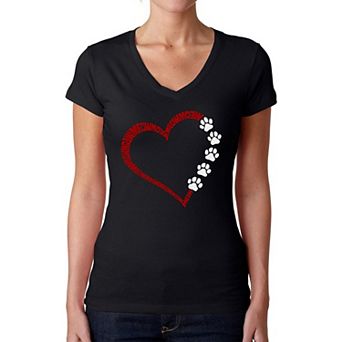 Meow Heart - Women's Word Art V-Neck T-Shirt