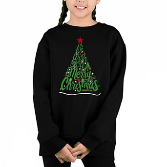 We Wish You A Merry Christmas - Girl's Word Art Crewneck Sweatshirt