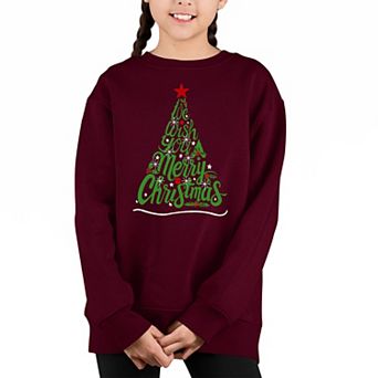 We Wish You A Merry Christmas - Girl's Word Art Crewneck Sweatshirt