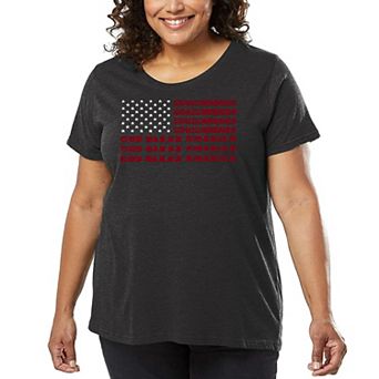 Women's Plus Size Word Art T-shirt - God Bless America