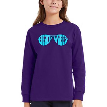 Beach Vibes - Girl's Word Art Long Sleeve T-Shirt