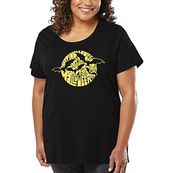 Women's Plus Size Word Art T-shirt - Halloween Bats