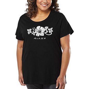 Women's Plus Size Word Art T-shirt - ALOHA