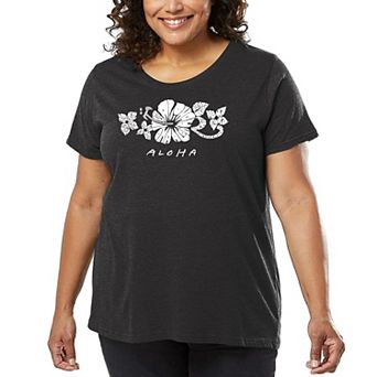Women's Plus Size Word Art T-shirt - ALOHA