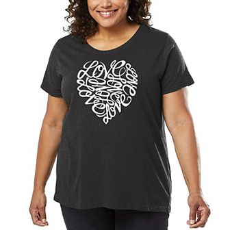 Women's Plus Size Word Art T-shirt - LOVE