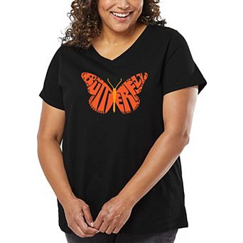 Butterfly - Women's Plus Size Word Art V-Neck