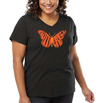 Butterfly - Women's Plus Size Word Art V-Neck