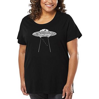 Women's Plus Size Word Art T-shirt - Flying Saucer UFO