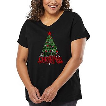 Have Yourself a Merry Little Christmas - Women's Plus Size Word Art V-Neck