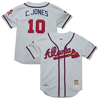 Men's�Mitchell & Ness Chipper Jones Gray Atlanta Braves 1995 Throwback Authentic Jersey