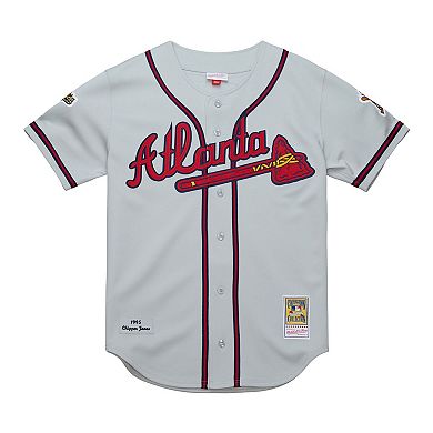 Men's Mitchell & Ness Chipper Jones Gray Atlanta Braves 1995 Throwback Authentic Jersey