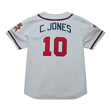 Men's Mitchell & Ness Chipper Jones Gray Atlanta Braves 1995 Throwback Authentic Jersey