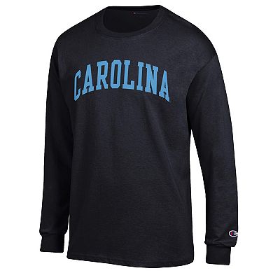 Men's Champion Black North Carolina Tar Heels Basic Arch Long Sleeve T-Shirt
