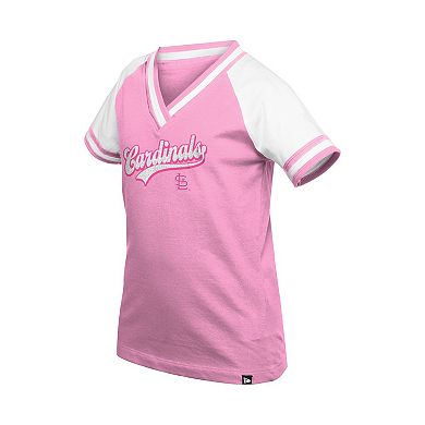Girls Youth New Era Pink St. Louis Cardinals Mommy & Me Raglan V-Neck T-Shirt
