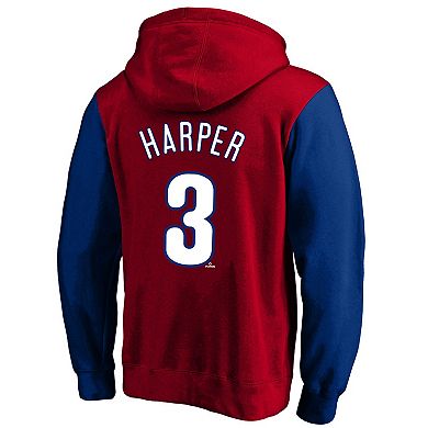 Men's Profile Bryce Harper Red Philadelphia Phillies Big & Tall Name & Number Fleece Pullover Hoodie