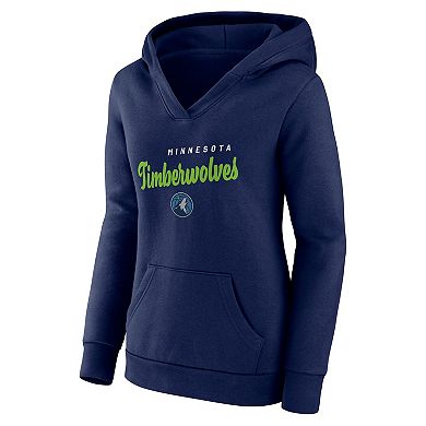 Women's Navy Minnesota Timberwolves Triumphant V-Neck Pullover Hoodie