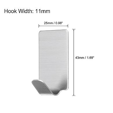 10Pcs 43x25mm Stainless Steel Hat Hooks, Towel Hooks Robe Hooks(Silver)