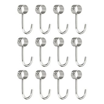 12 pc Pipe Rod Hooks, 19mm/0.75" Inner Dia Rod Closet Rod Hooks Coat Hook for Hanging Pots, Silver