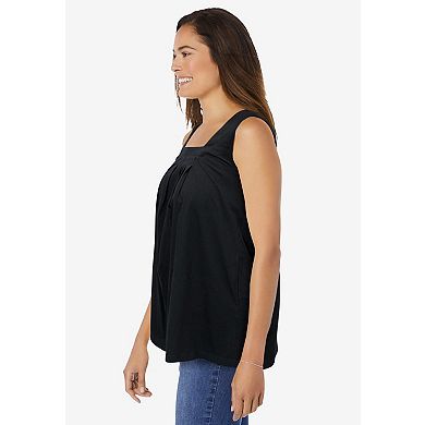 Woman Within Plus Size Swing Square Neck Pocket Tunic