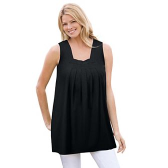 Woman Within Plus Size Swing Square Neck Pocket Tunic